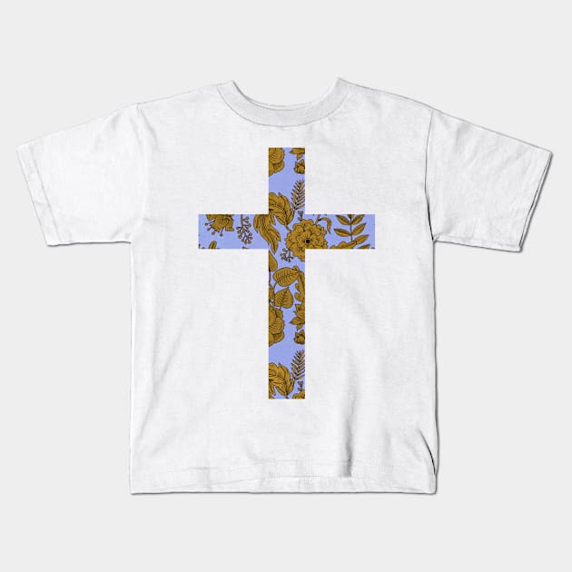 Floral Easter Cross Design Kids T-Shirt by StylishTayla